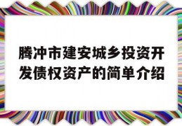 腾冲市建安城乡投资开发债权资产的简单介绍