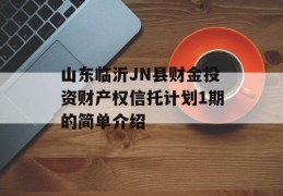 山东临沂JN县财金投资财产权信托计划1期的简单介绍