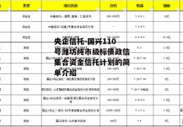 央企信托-国兴110号潍坊纯市级标债政信集合资金信托计划的简单介绍