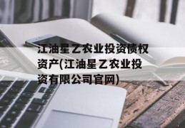 江油星乙农业投资债权资产(江油星乙农业投资有限公司官网)