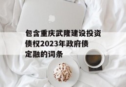 包含重庆武隆建设投资债权2023年政府债定融的词条