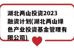 湖北两山投资2023融资计划(湖北两山绿色产业投资基金管理有限公司)