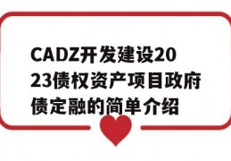 CADZ开发建设2023债权资产项目政府债定融的简单介绍