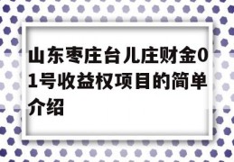 山东枣庄台儿庄财金01号收益权项目的简单介绍