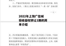 2022年上饶广信城投收益权转让1期的简单介绍