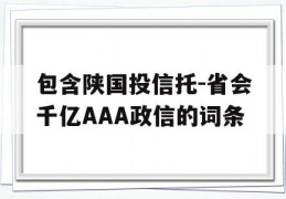 包含陕国投信托-省会千亿AAA政信的词条