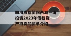 四川成都简阳两湖一山投资2023年债权资产拍卖的简单介绍