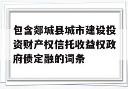 包含郯城县城市建设投资财产权信托收益权政府债定融的词条