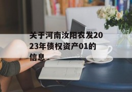 关于河南汝阳农发2023年债权资产01的信息