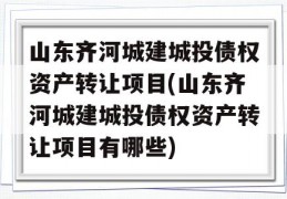 山东齐河城建城投债权资产转让项目(山东齐河城建城投债权资产转让项目有哪些)