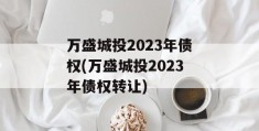 万盛城投2023年债权(万盛城投2023年债权转让)