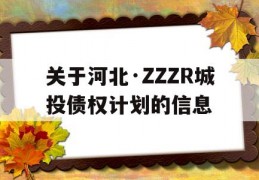 关于河北·ZZZR城投债权计划的信息