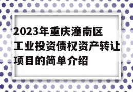 2023年重庆潼南区工业投资债权资产转让项目的简单介绍