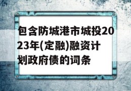 包含防城港市城投2023年(定融)融资计划政府债的词条