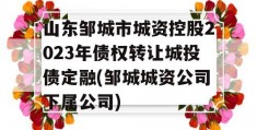 山东邹城市城资控股2023年债权转让城投债定融(邹城城资公司下属公司)