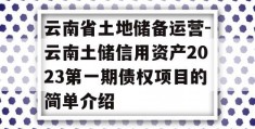 云南省土地储备运营-云南土储信用资产2023第一期债权项目的简单介绍