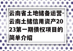 云南省土地储备运营-云南土储信用资产2023第一期债权项目的简单介绍