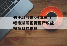 关于政府债-河南三门峡市湖滨国资资产收益权项目的信息