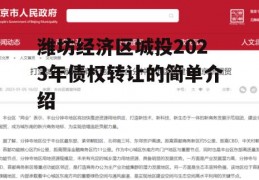 潍坊经济区城投2023年债权转让的简单介绍