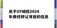 关于GY城投2024年债权转让项目的信息