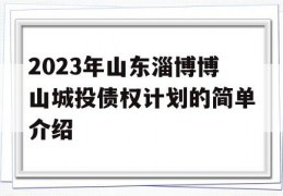 2023年山东淄博博山城投债权计划的简单介绍