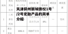 天津蓟州新城债权1号/2号定融产品的简单介绍