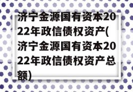 济宁金源国有资本2022年政信债权资产(济宁金源国有资本2022年政信债权资产总额)