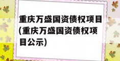 重庆万盛国资债权项目(重庆万盛国资债权项目公示)