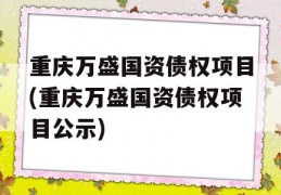 重庆万盛国资债权项目(重庆万盛国资债权项目公示)