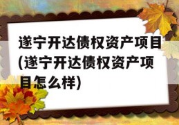 遂宁开达债权资产项目(遂宁开达债权资产项目怎么样)