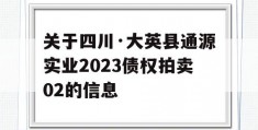 关于四川·大英县通源实业2023债权拍卖02的信息