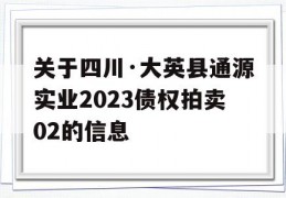 关于四川·大英县通源实业2023债权拍卖02的信息