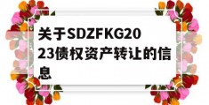 关于SDZFKG2023债权资产转让的信息