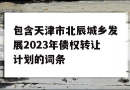 包含天津市北辰城乡发展2023年债权转让计划的词条