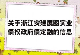 关于浙江安建展图实业债权政府债定融的信息