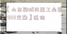 〖山东聊城凤凰工业园2022定融〗返佣