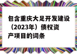 包含重庆大足开发建设（2023年）债权资产项目的词条