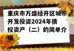 重庆市万盛经开区城市开发投资2024年债权资产（二）的简单介绍