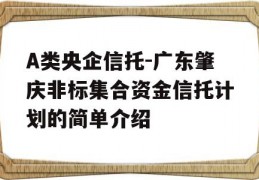 A类央企信托-广东肇庆非标集合资金信托计划的简单介绍