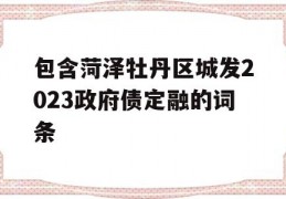 包含菏泽牡丹区城发2023政府债定融的词条