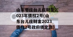 山东枣庄台儿庄财金2023年债权2号(山东台儿庄财金2023债权2号政府债定融)