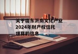 关于山东沂南文化产业2024年财产权信托项目的信息