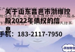 关于山东昌邑市渤维控股2022年债权的信息