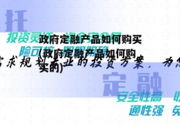 政府定融产品如何购买(政府定融产品如何购买的)