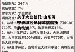 关于大业信托-山东济宁任城区非标政信信托的信息