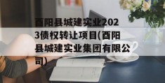 酉阳县城建实业2023债权转让项目(酉阳县城建实业集团有限公司)