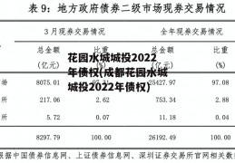 花园水城城投2022年债权(成都花园水城城投2022年债权)