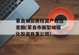 蒙自城投债权资产政信定融(蒙自市新型城镇化投资开发公司)