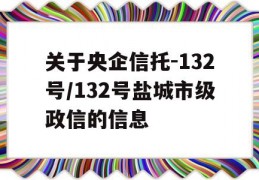 关于央企信托-132号/132号盐城市级政信的信息