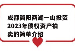 成都简阳两湖一山投资2023年债权资产拍卖的简单介绍